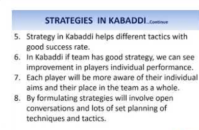 Strategies in Kabaddi